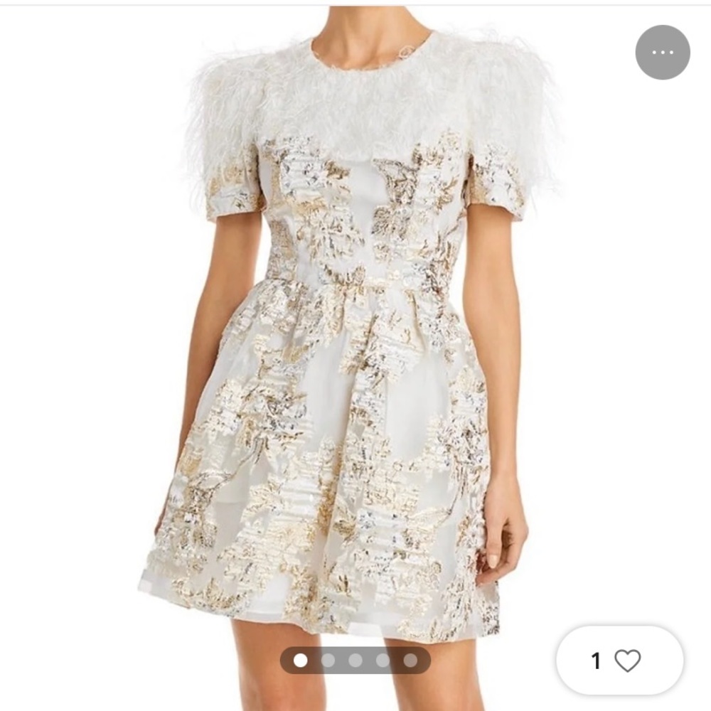 Black Halo from Tucknuck feather and jacquard mini dress wedding white